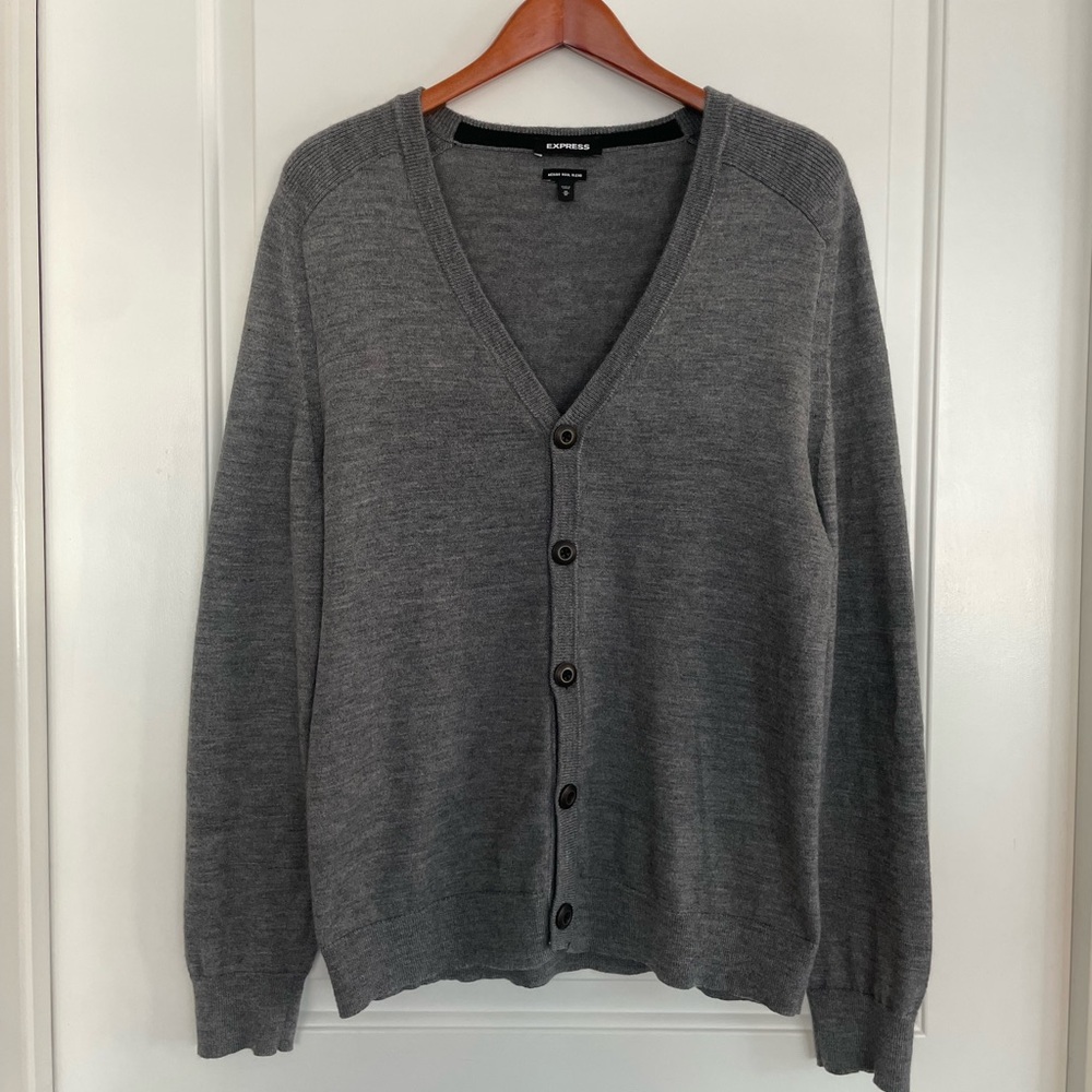 2 for $20 Express Merino Wool Blend Cardigan  Academia Old Money Grandpa Mens